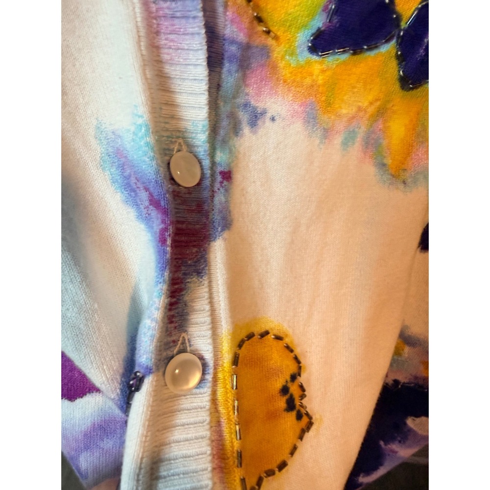 Lane Bryant 18/20 Abstract Floral Beaded Button Front Cardigan Sweater - Picture 7 of 9